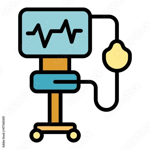 Virus ventilator medical machine icon. Outline virus ventilator medical machine vector icon color flat isolated