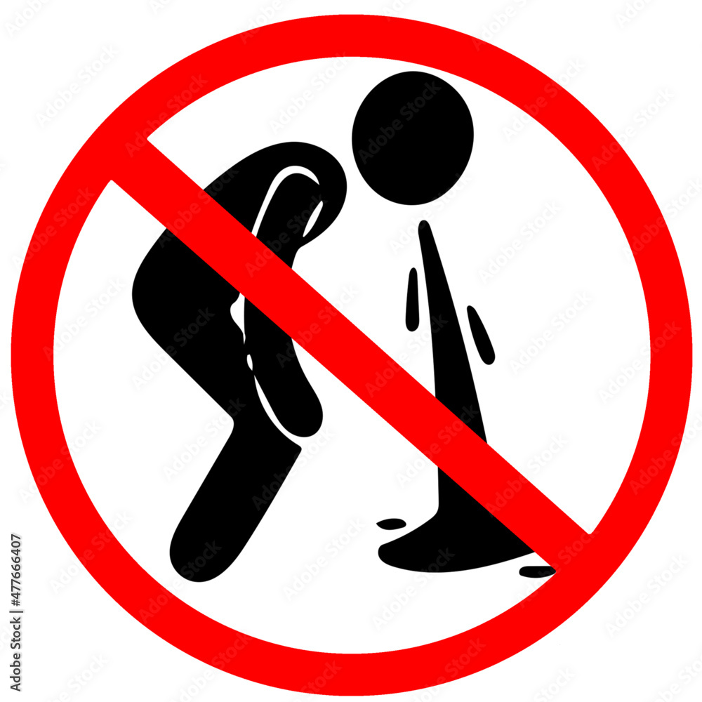 Vomiting not allowed prohibition sign Vomiting prohibition vector red