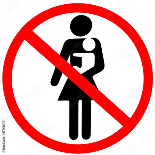 it is forbidden to enter mother holding baby vector warning red circle road sign transparent 