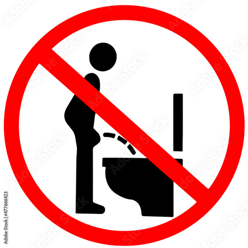 Do not pee while standing, toilet wc urine disorder, prostate toilet vector transparent red warning sign