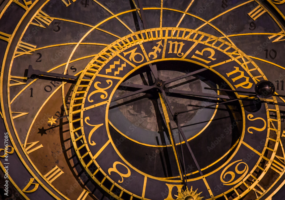 Prague Astronomical Clock photographed close-up