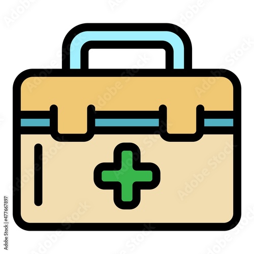 First aid kit icon. Outline first aid kit vector icon color flat isolated