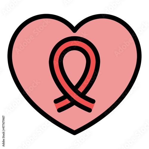 Cancer charity icon. Outline cancer charity vector icon color flat isolated