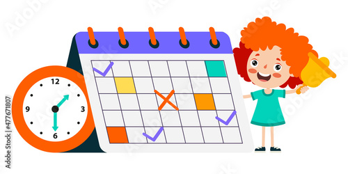 Time Concept Drawing With Flat Objects