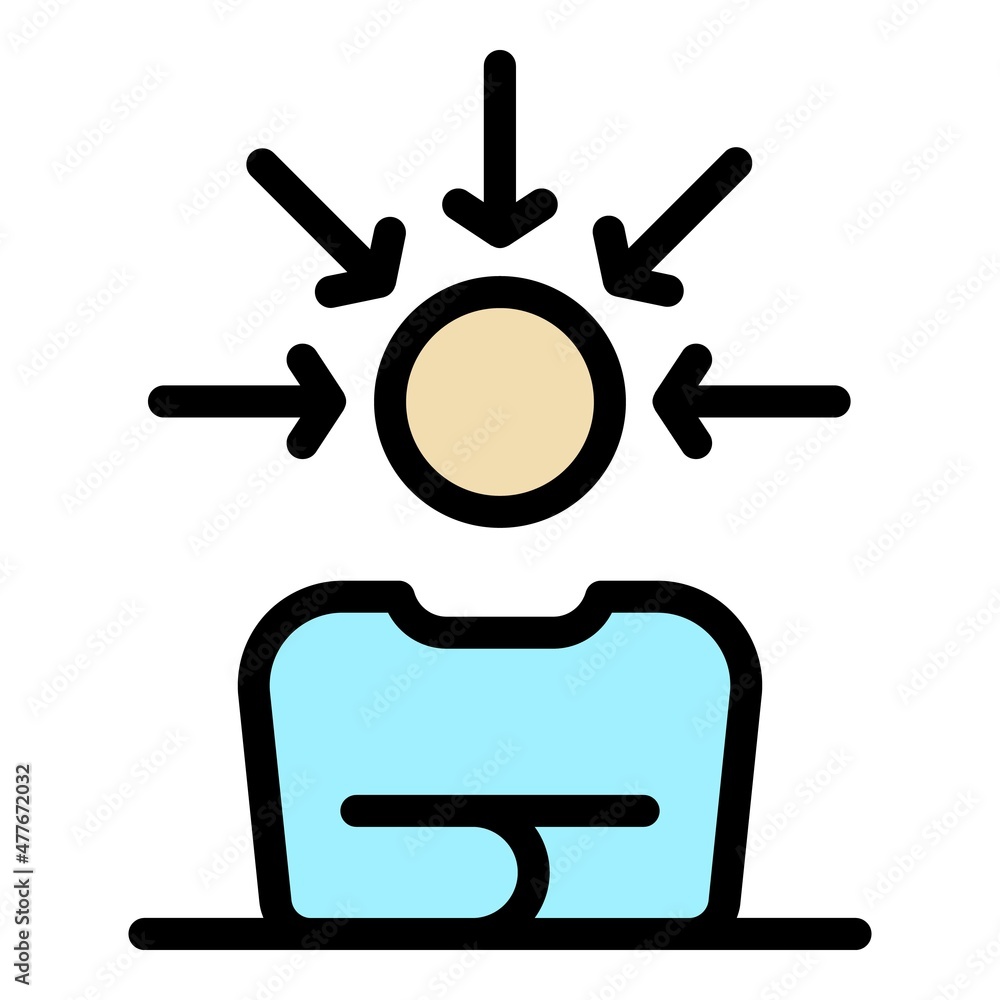 Human solving skill icon. Outline human solving skill vector icon color flat isolated Human solving skill icon. Outline human solving skill vector icon color flat isolated