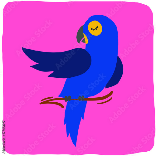 blue Brazilian arara hand drawing vector
