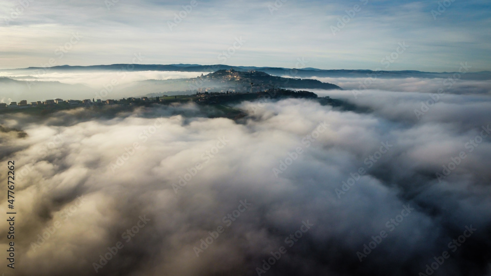 Fototapeta premium Layers of fog color a winter day