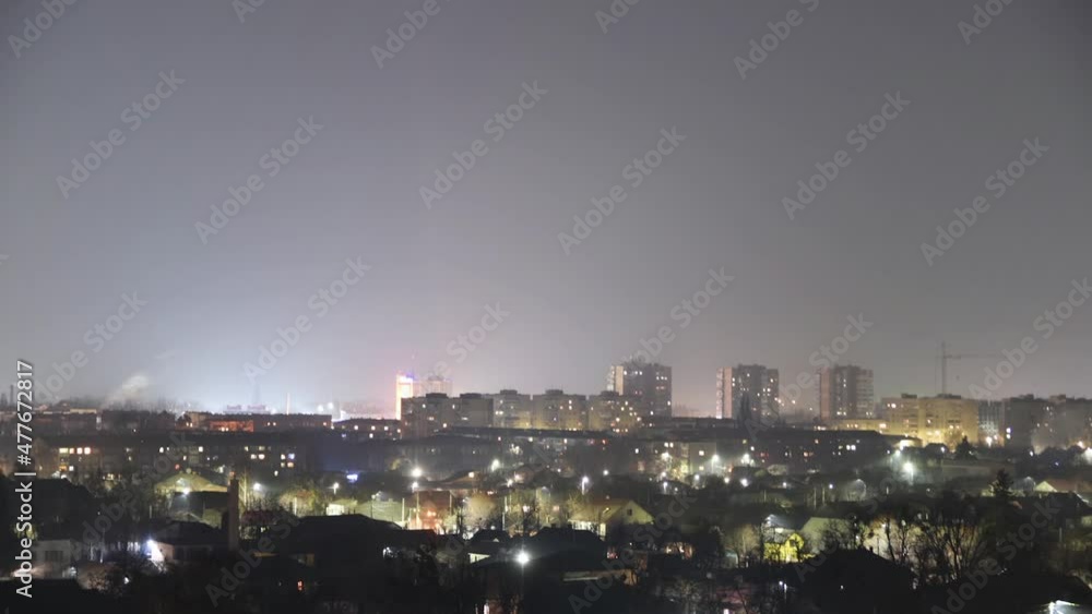 time lapse at night over the city and many soviet high-rise buildings, city goes to sleep time lapse at night over the city and many soviet high-rise buildings, city goes to sleep