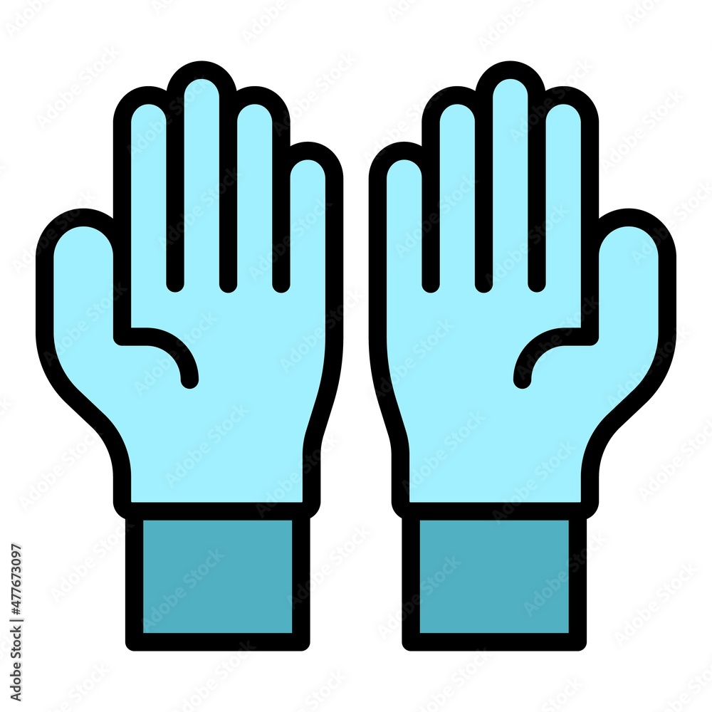 Clean medical gloves icon. Outline clean medical gloves vector icon color flat isolated Clean medical gloves icon. Outline clean medical gloves vector icon color flat isolated