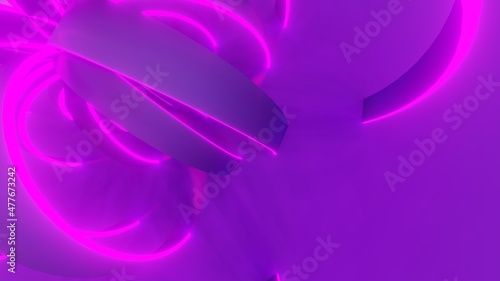 Abstract background curved lines glowing pink neon 3d rendering