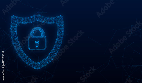 Cyber security vector logo with shield and check mark. Security shield concept. Internet security. Vector stock illustration