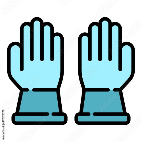Latex medical gloves icon. Outline latex medical gloves vector icon color flat isolated