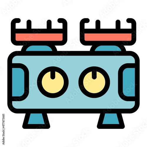 House gas stove icon. Outline house gas stove vector icon color flat isolated