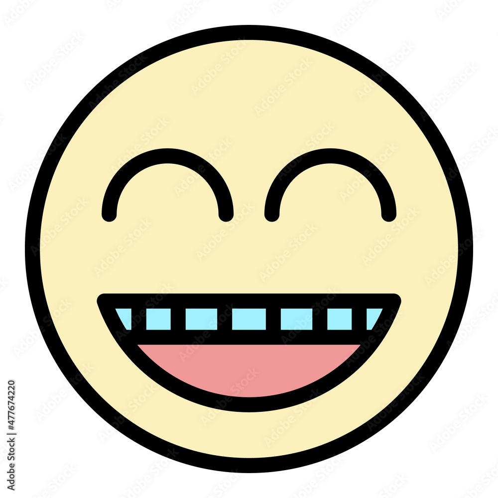 Funny emoji icon. Outline funny emoji vector icon color flat isolated