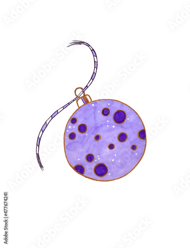 Christmas toy ball watercolor color of the year purple