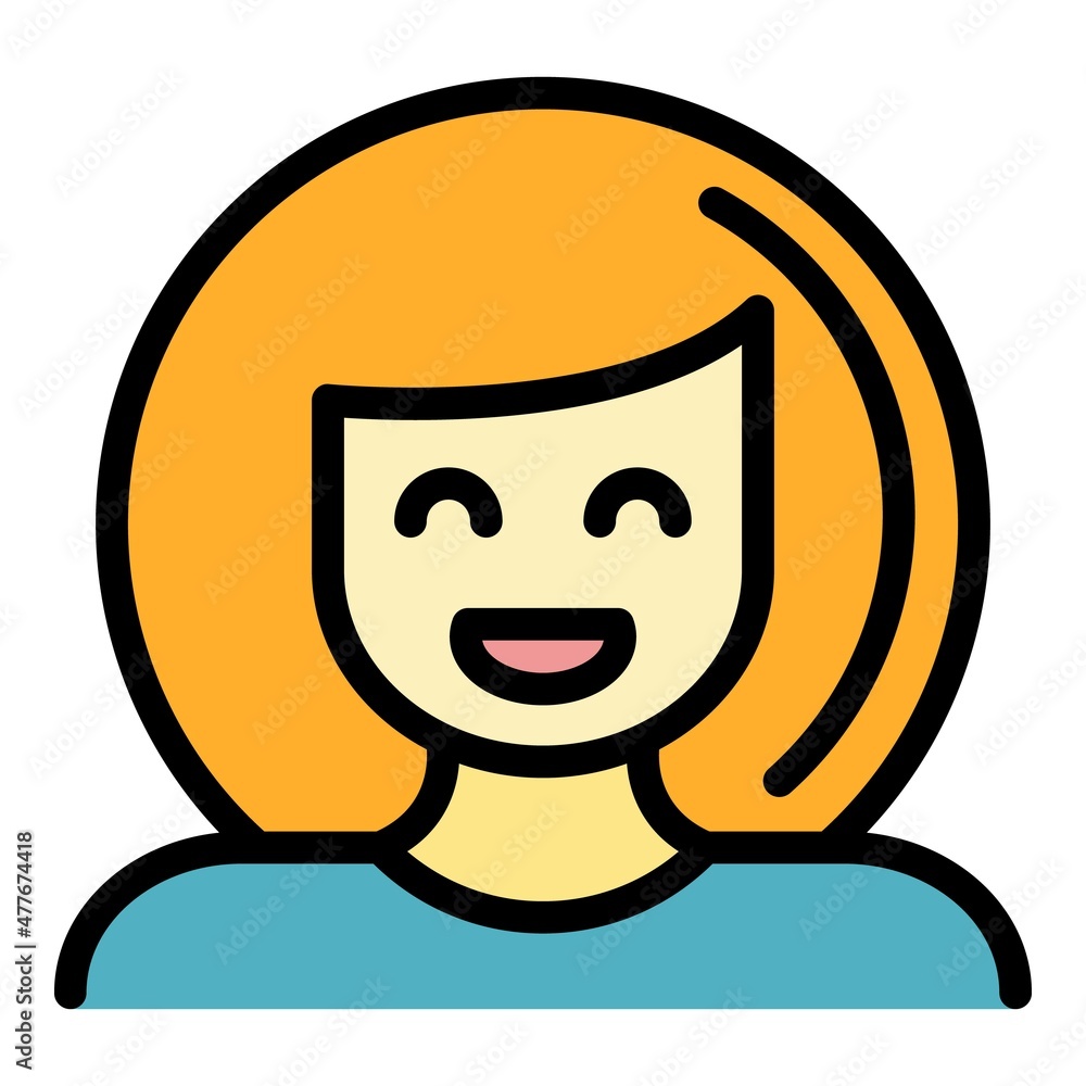 Woman various smiling icon. Outline woman various smiling vector icon color flat isolated Woman various smiling icon. Outline woman various smiling vector icon color flat isolated