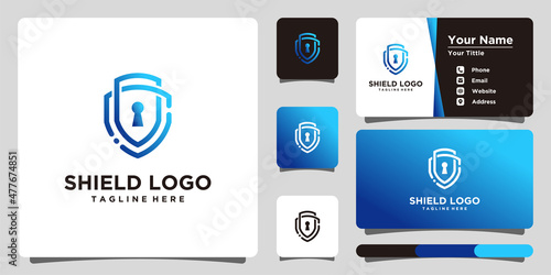 Shield logo with gradient unique and elegant. Premium Vector