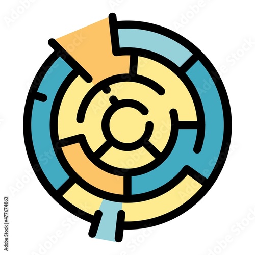 Business collaboration labyrint icon. Outline business collaboration labyrint vector icon color flat isolated