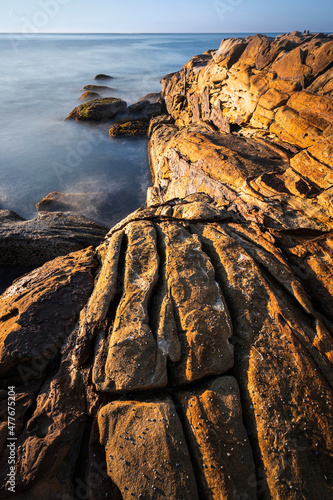 patterns in the rocks along coastline at bouddi national park photo