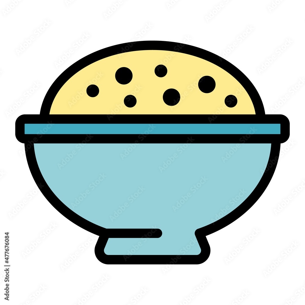 Plate of rice icon. Outline plate of rice vector icon color flat isolated Plate of rice icon. Outline plate of rice vector icon color flat isolated