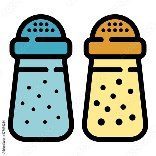 Salt shakers icon. Outline salt shakers vector icon color flat isolated