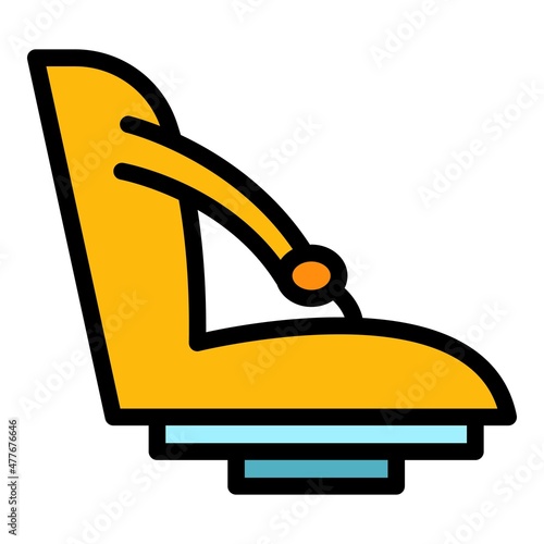 Car seat icon. Outline car seat vector icon color flat isolated