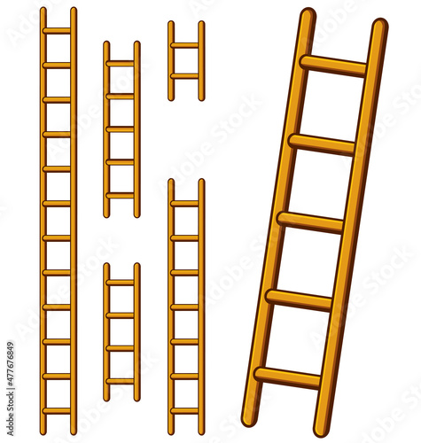 various cartoon step ladders set