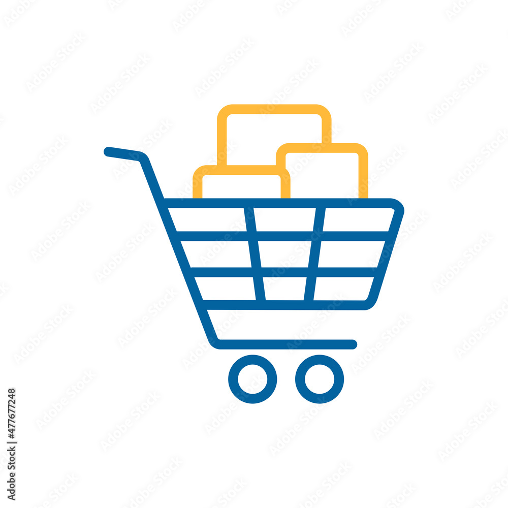 Shopping cart with boxes icon Shopping cart with boxes icon