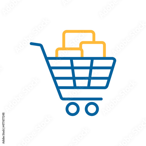 Shopping cart with boxes icon
