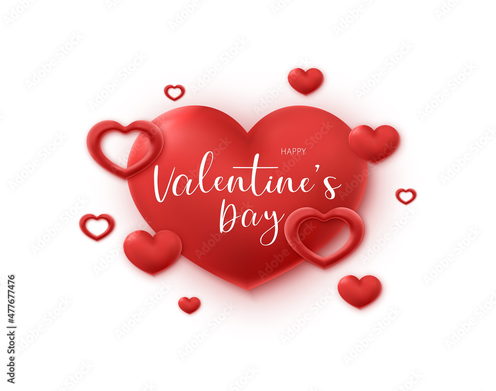 Valentine's Day background. Love heart banner. Vector illustration
