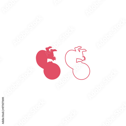 Fetus Icon. Simple Prenatal Human Child with Filled and Outline Style isolated on White Background. Flat Vector Icon Design Template Element.