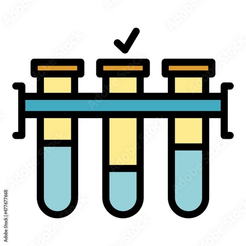 Test tubes stand icon. Outline test tubes stand vector icon color flat isolated