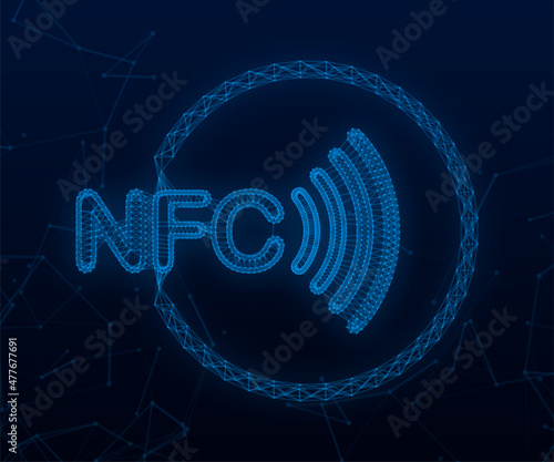 Contactless wireless pay sign logo. NFC technology. Vector stock illustration