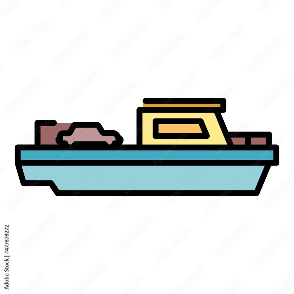 Cargo ferry icon. Outline cargo ferry vector icon color flat isolated Cargo ferry icon. Outline cargo ferry vector icon color flat isolated