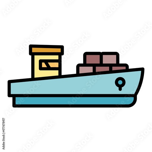 Transatlantic ferry icon. Outline transatlantic ferry vector icon color flat isolated