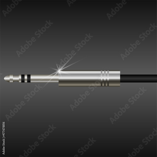 Silver plated jack trs audio plug.