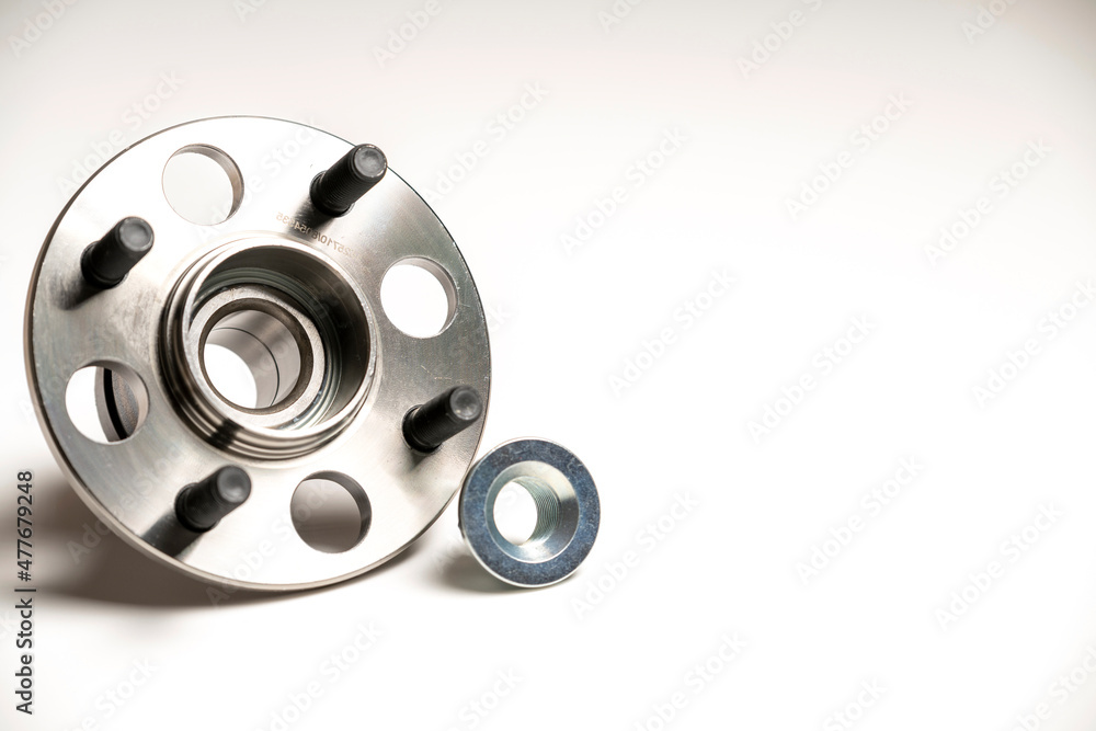 rear hub of a passenger car close-up on a white background rear hub of a passenger car close-up on a white background