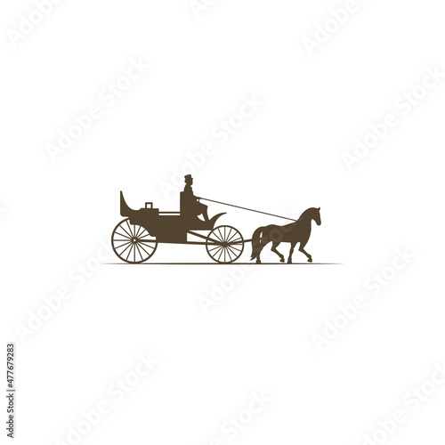 Foto Horse drawn carriage classic vintage logo icon sign
