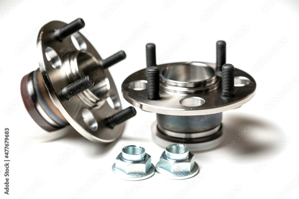 rear hub of a passenger car close-up on a white background rear hub of a passenger car close-up on a white background