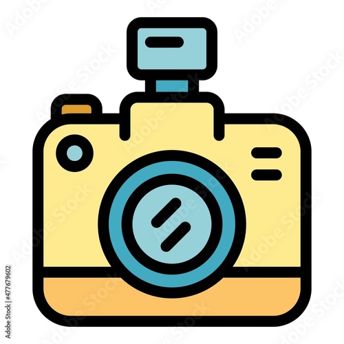 Camera actualization icon. Outline camera actualization vector icon color flat isolated