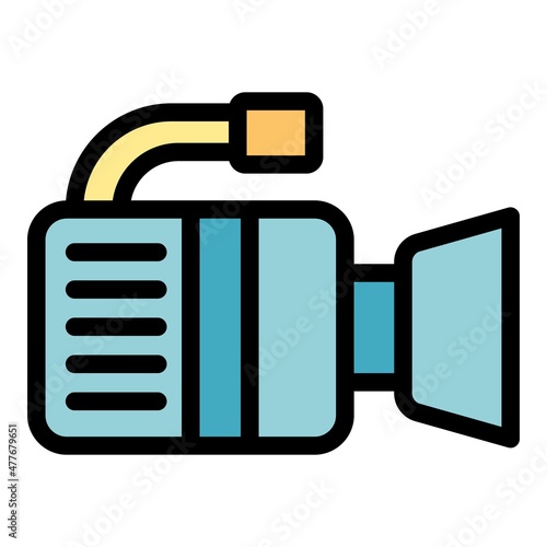 Actual video camera icon. Outline actual video camera vector icon color flat isolated