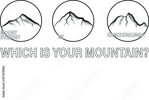 Which is Your mountain? Mount Everest, K2, Kangchenjunga. photo
