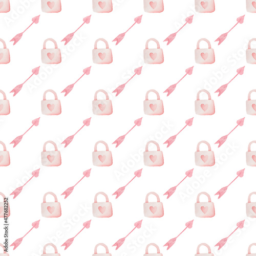 Watercolor valentines seamless pattern