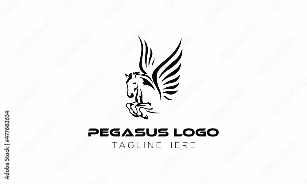 Vector image of a silhouette of a mythical creature of Pegasus