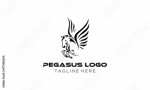 Vector image of a silhouette of a mythical creature of Pegasus
