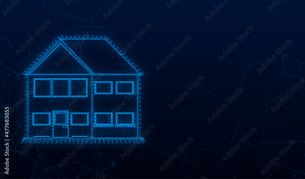 Businessmans hand holding a house. Home rental, property, real estate concept. Vector stock illustration. Technology concept Businessmans hand holding a house. Home rental, property, real estate concept. Vector stock illustration. Technology concept