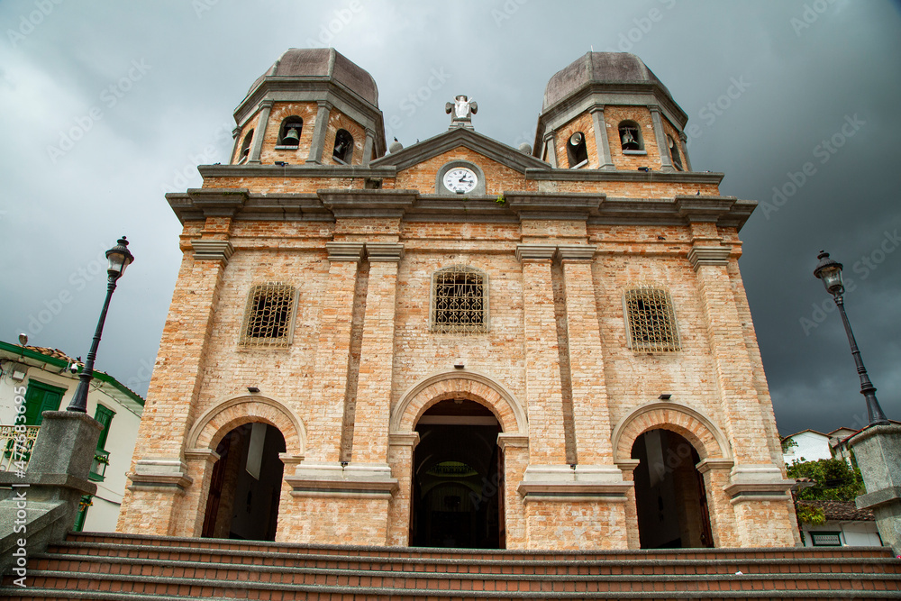 Concepción, Antioquia - Colombia - December 27, 2021. Our Lady of the Immaculate Conception Parish, located in the central park of the town Concepción, Antioquia - Colombia - December 27, 2021. Our Lady of the Immaculate Conception Parish, located in the central park of the town