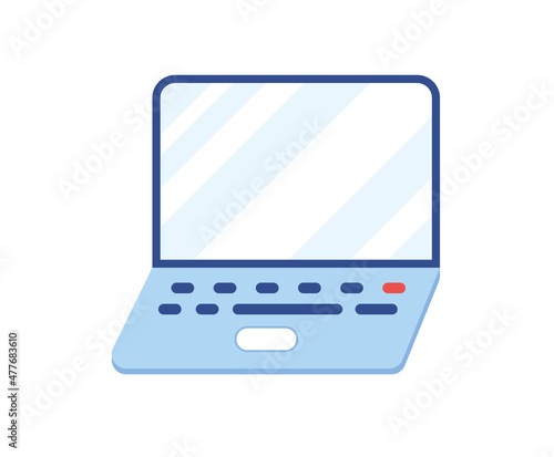 Laptop computer isolated icon cartoon flat vector with blank screen