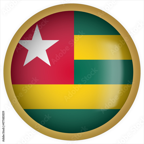 Free Download Togo 3D rounded Flag Button Icon with Gold Frame - GFXLoad