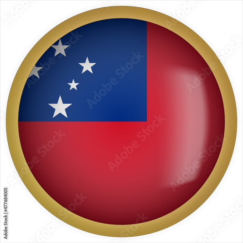Free Download Samoa 3D rounded Flag Button Icon with Gold Frame - GFXLoad